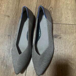 Rothy's Textured Gray Flats with Blue Accents